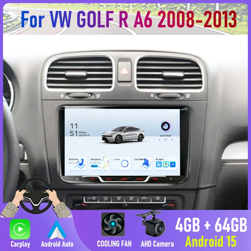 9'' For VW GOLF R A6 2008-2013 Car Radio Carplay Car Accessories BT Google Map Android 15 Auto GPS Navi Reversing Image Stereo
9'' For VW GOLF R A6 2008-2013 Car Radio Carplay Car Accessories BT Google Map Android 15 Auto GPS Navi Reversing Image Stereo