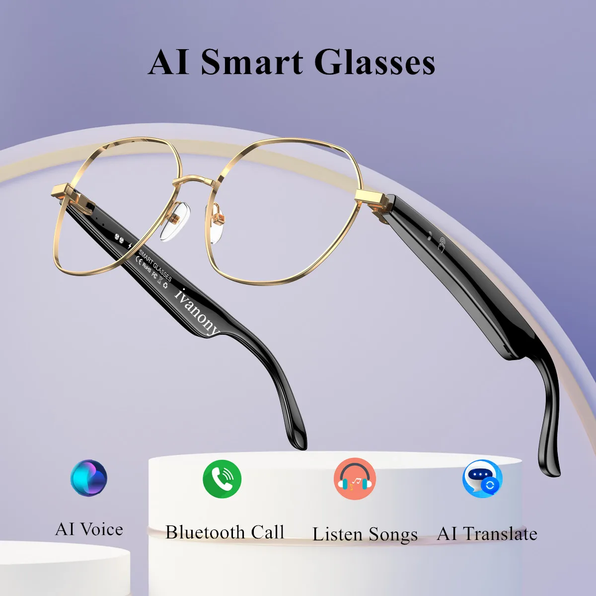 Умные очки с золотой оправой, AI-переводчик на 163 языка, воспроизведение музыки, Bluetooth-звонки, шумоподавление, для Android и iOS
Умные очки с золотой оправой, AI-переводчик на 163 языка, воспроизведение музыки, Bluetooth-звонки, шумоподавление, для Android и iOS
