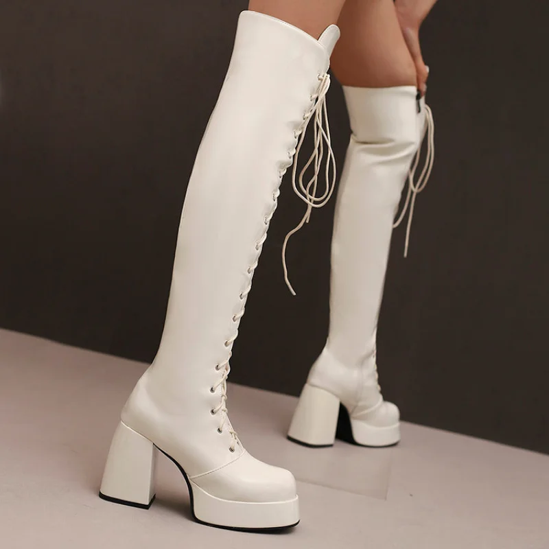 Thick Heel Over-the-Knee Cross Straps Platform botas de dama womens fashion boots Big size Round toe
Thick Heel Over-the-Knee Cross Straps Platform botas de dama womens fashion boots Big size Round toe