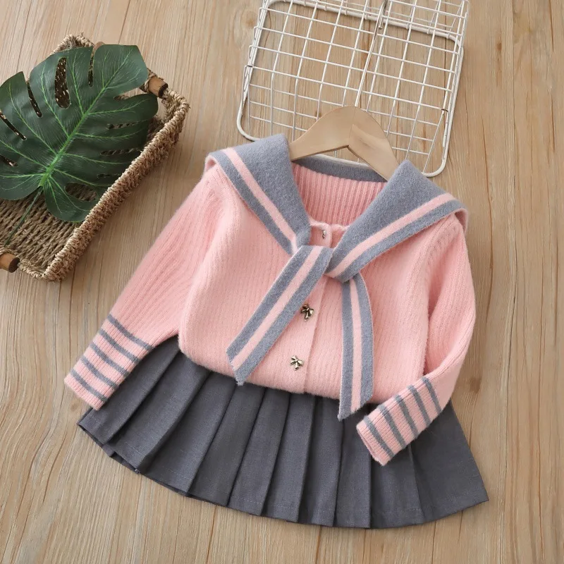 Girls' Knitted Skirt Set New Girls Preppy Style Sweater Skirt Two Piece Set Thickenedand Warm Children's Knitted Clothes Sets
Girls' Knitted Skirt Set New Girls Preppy Style Sweater Skirt Two Piece Set Thickenedand Warm Children's Knitted Clothes Sets