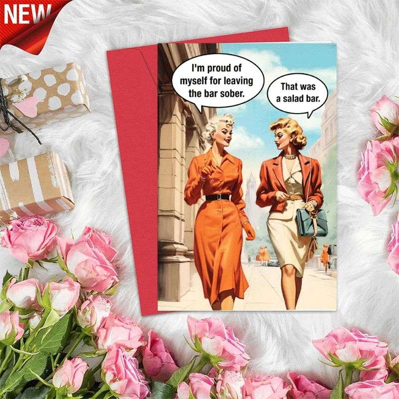 Retro Funny Friendship Greeting Card, Proud of Leaving Sober Salad Bar Humor Card for Bestie
Retro Funny Friendship Greeting Card, Proud of Leaving Sober Salad Bar Humor Card for Bestie