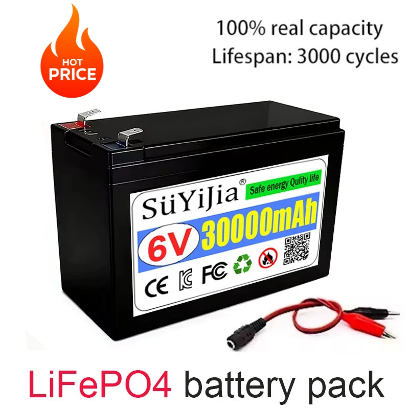 6V 30Ah LiFePO4 Battery With BMS Rechargeable Lithium Iron Phosphate Battery 6V 20Ah For Emergency Light/Kids Car
6V 30Ah LiFePO4 Battery With BMS Rechargeable Lithium Iron Phosphate Battery 6V 20Ah For Emergency Light/Kids Car