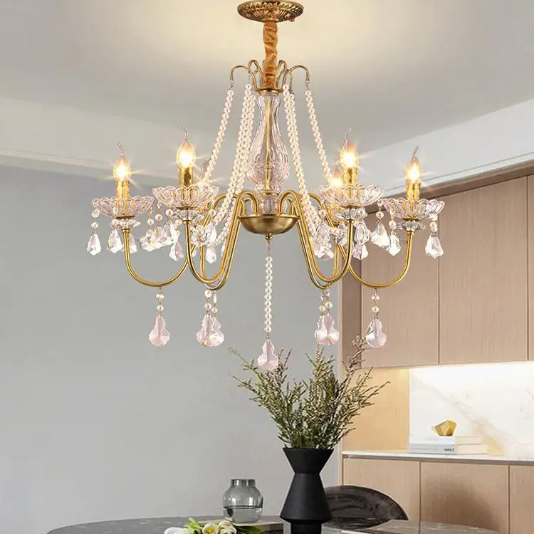 Living room chandelier French medieval style hall crystal lamp American light luxury pearl candle high-end bedroom dining light
Living room chandelier French medieval style hall crystal lamp American light luxury pearl candle high-end bedroom dining light