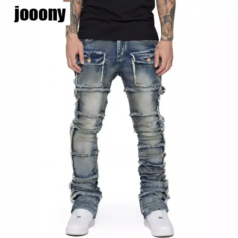 New Four Seasons Retro Cargo Jeans Men Stretchy Ripped Washed Y2k Pants Straight Leg Male's Patched Denim Trousers Design sense
New Four Seasons Retro Cargo Jeans Men Stretchy Ripped Washed Y2k Pants Straight Leg Male's Patched Denim Trousers Design sense