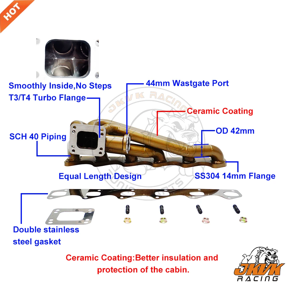 JKVK RACING Ceramic Coating 42OD 3mm Thick Turbo Manifold For M30 T3/T4 Turbo E30/E32/E34/E28/E24/E23/E9
JKVK RACING Ceramic Coating 42OD 3mm Thick Turbo Manifold For M30 T3/T4 Turbo E30/E32/E34/E28/E24/E23/E9