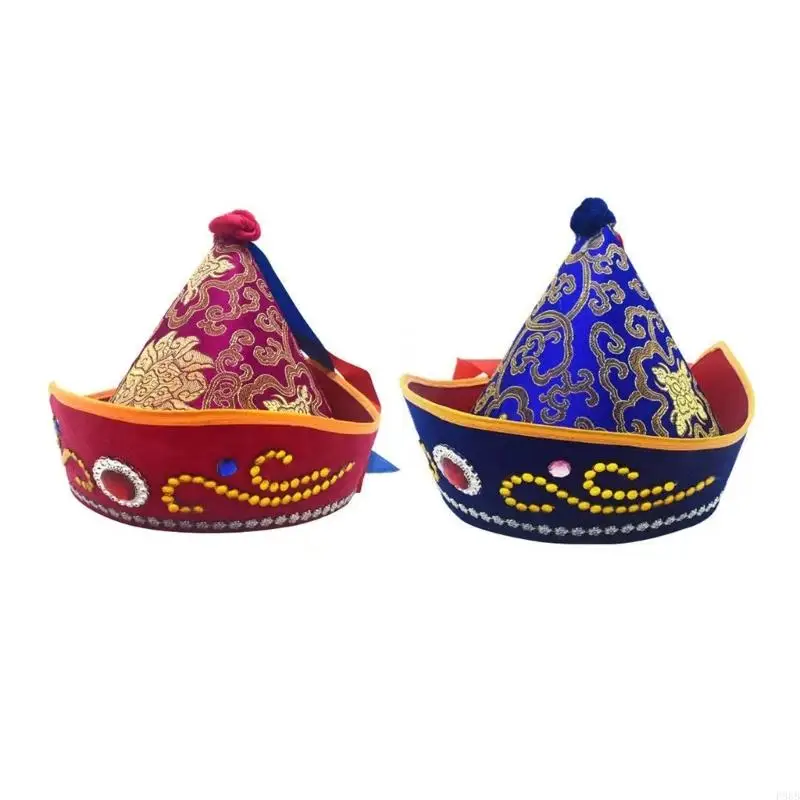 P88B Exotic Mongolian Hat for Men and Women Traditional Embroidered Patterns and Rhinestones Theme Parties
P88B Exotic Mongolian Hat for Men and Women Traditional Embroidered Patterns and Rhinestones Theme Parties