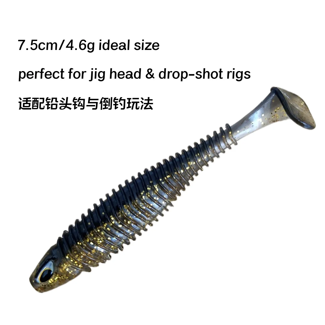 SWOLFY 60pcs 7.5cm 4.6g T-Tail Soft Lure Silicone Swimbait Artificial Fishing Bait for Bass Perch Pike Drop Shot Rig Tackle
SWOLFY 60pcs 7.5cm 4.6g T-Tail Soft Lure Silicone Swimbait Artificial Fishing Bait for Bass Perch Pike Drop Shot Rig Tackle