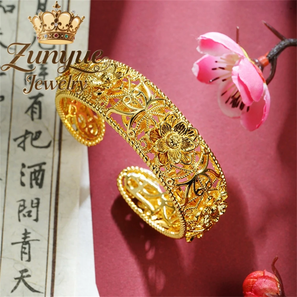 Sand-Gold Bracelets Vintage Hollow-Out Flower Opening Bracelets Luxury Quality Jewelry Best Selling Fashion Jewelry Charms Gift 
Sand-Gold Bracelets Vintage Hollow-Out Flower Opening Bracelets Luxury Quality Jewelry Best Selling Fashion Jewelry Charms Gift