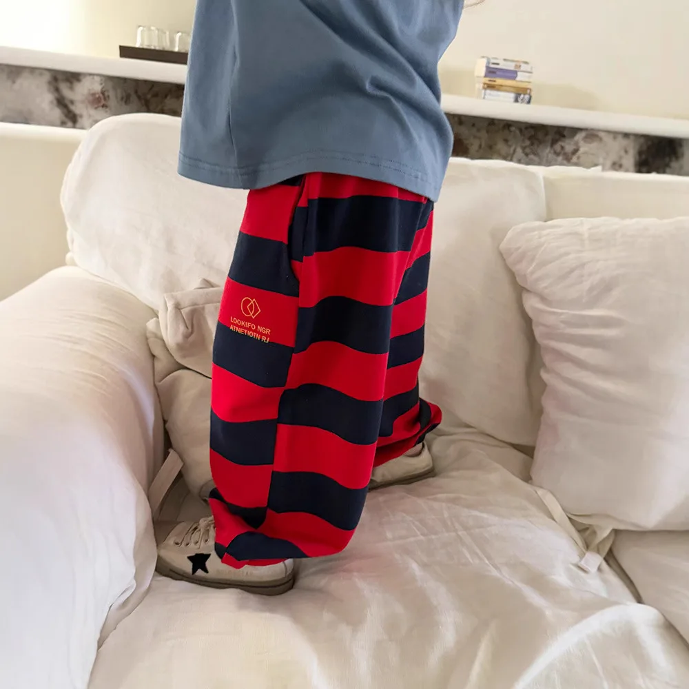 Children Clothes Kids Casual Striped Pants 2025 Spring and Autumn New Korean Style Boys Girls Striped Letter Loose Long Pants
Children Clothes Kids Casual Striped Pants 2025 Spring and Autumn New Korean Style Boys Girls Striped Letter Loose Long Pants
