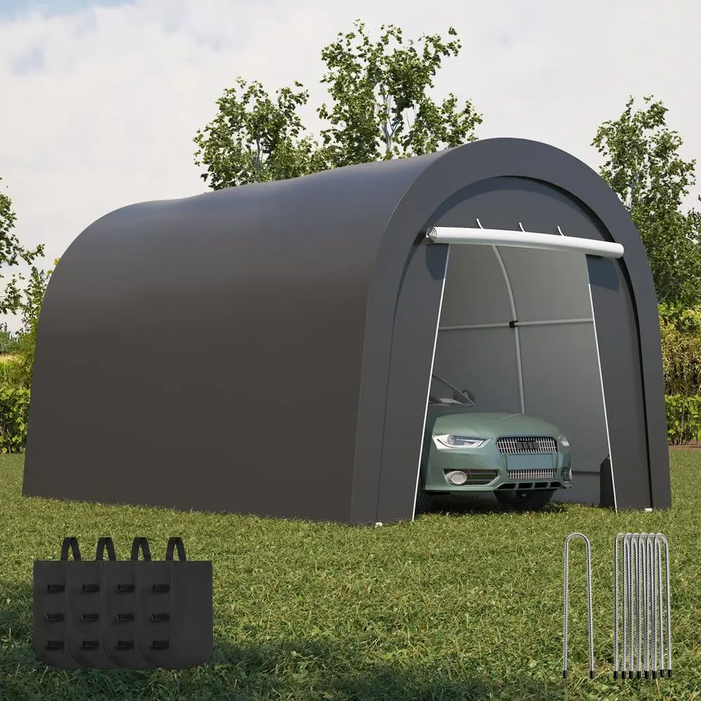 Domed Carport with 4 Cloth Bags, Portable Garage with 2 Rollup Doors, Heavy Duty Car Canopy Party Tent, AllSeason Storage Shelt
Domed Carport with 4 Cloth Bags, Portable Garage with 2 Rollup Doors, Heavy Duty Car Canopy Party Tent, AllSeason Storage Shelt