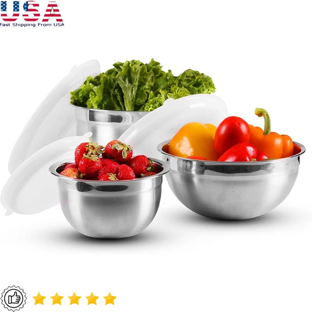Stainless Steel Mixing Bowls with Lids Dishwasher Safe Nesting Kitchen Storage Easy Clean Bakeware Perfect Cooking Baking Food
Stainless Steel Mixing Bowls with Lids Dishwasher Safe Nesting Kitchen Storage Easy Clean Bakeware Perfect Cooking Baking Food