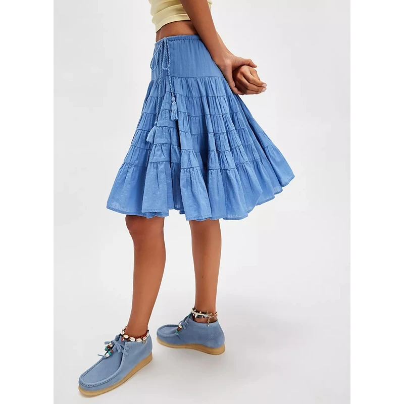 Women Summer Solid Color Chic Y2K Elastic Drawstring High Waist Waist Loose Fit Tiered Flowy A Line Midi Skirts Streetwear
Women Summer Solid Color Chic Y2K Elastic Drawstring High Waist Waist Loose Fit Tiered Flowy A Line Midi Skirts Streetwear