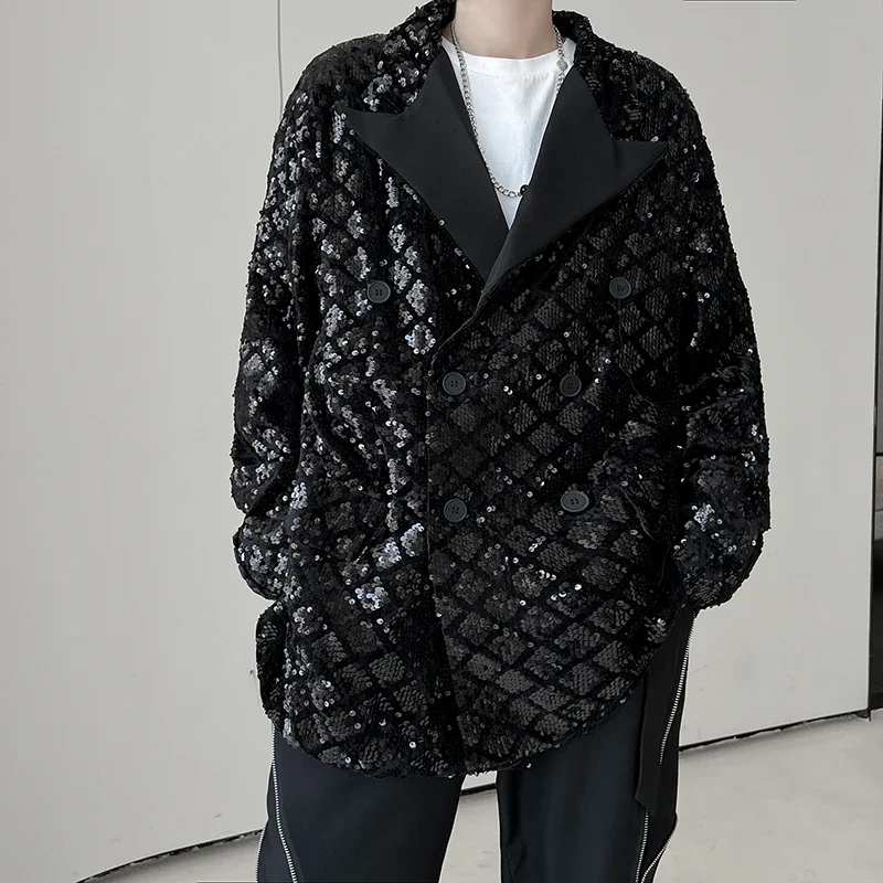 Men Sequin Vintage Fashion Loose Casual Suit Blazer Male Nightclub Stage Show Clothing Korean Streetwear Blazers Jacket Coat
Men Sequin Vintage Fashion Loose Casual Suit Blazer Male Nightclub Stage Show Clothing Korean Streetwear Blazers Jacket Coat
