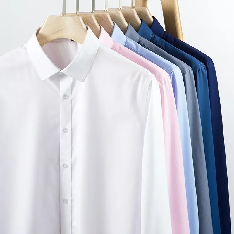 Elastic long sleeved white shirt for men's suit, business dress, casual silk smooth and wrinkle resistant bamboo fiber shirt
Elastic long sleeved white shirt for men's suit, business dress, casual silk smooth and wrinkle resistant bamboo fiber shirt