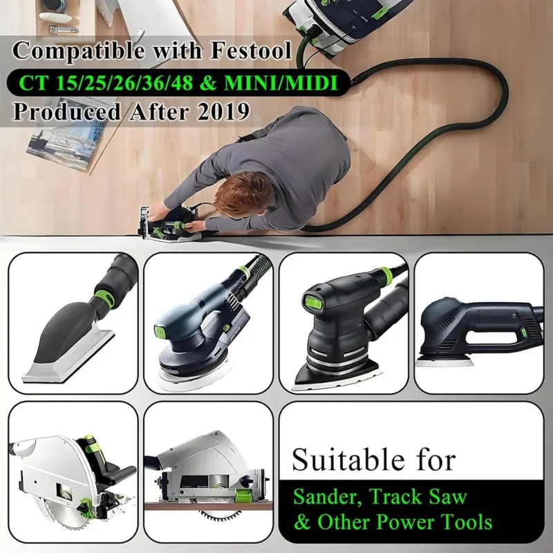 Dust Extractor Hose With Filter- 5M For Sander, Track Saw& Other Power Tools Fits For Festool CT15/26/36/48
Dust Extractor Hose With Filter- 5M For Sander, Track Saw& Other Power Tools Fits For Festool CT15/26/36/48