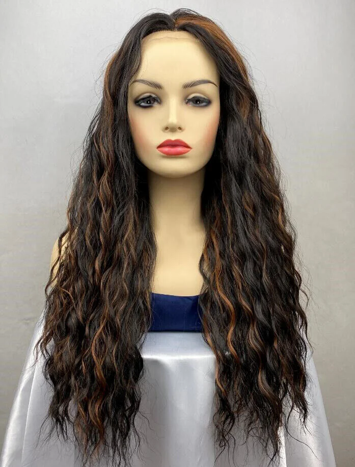 Human Hair Blend Full Lace Front Wig Wavy Brown Black Mix Heat OK Synthetic Wigs
Human Hair Blend Full Lace Front Wig Wavy Brown Black Mix Heat OK Synthetic Wigs