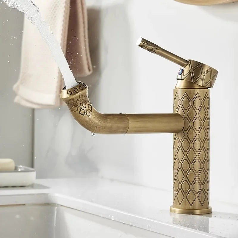 Antique Carved Basin Faucets Bathroom Faucet Brass Hot & Cold Bathroom Sink Faucet Deck Mounted Lavotory Faucet Mixer Water Tap
Antique Carved Basin Faucets Bathroom Faucet Brass Hot & Cold Bathroom Sink Faucet Deck Mounted Lavotory Faucet Mixer Water Tap
