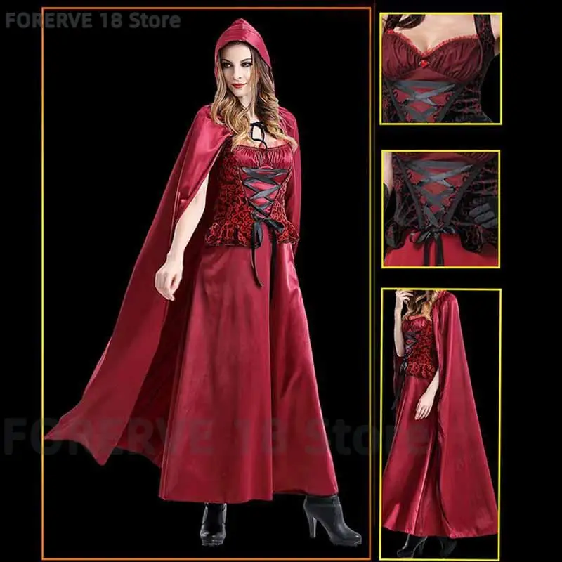 Halloween Cosplay Fairy Tale Role Dress 2Pcs Cloak Long Dress Suit Sleeveless Lace-Up Red Robe Gown Stage Performance Vestidos
Halloween Cosplay Fairy Tale Role Dress 2Pcs Cloak Long Dress Suit Sleeveless Lace-Up Red Robe Gown Stage Performance Vestidos