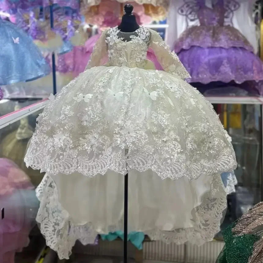Customized Luxury Flower Girl Dresses For Wedding Appliques Butterflies Full Sleeves Kids Birthday Party First Communion Gown
Customized Luxury Flower Girl Dresses For Wedding Appliques Butterflies Full Sleeves Kids Birthday Party First Communion Gown