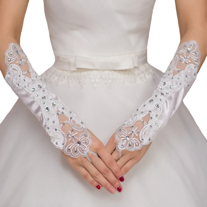 Women Lace Long Gloves White Beading Satin Fingerless Embroidered Female Bridal For Weddings And Party
Women Lace Long Gloves White Beading Satin Fingerless Embroidered Female Bridal For Weddings And Party