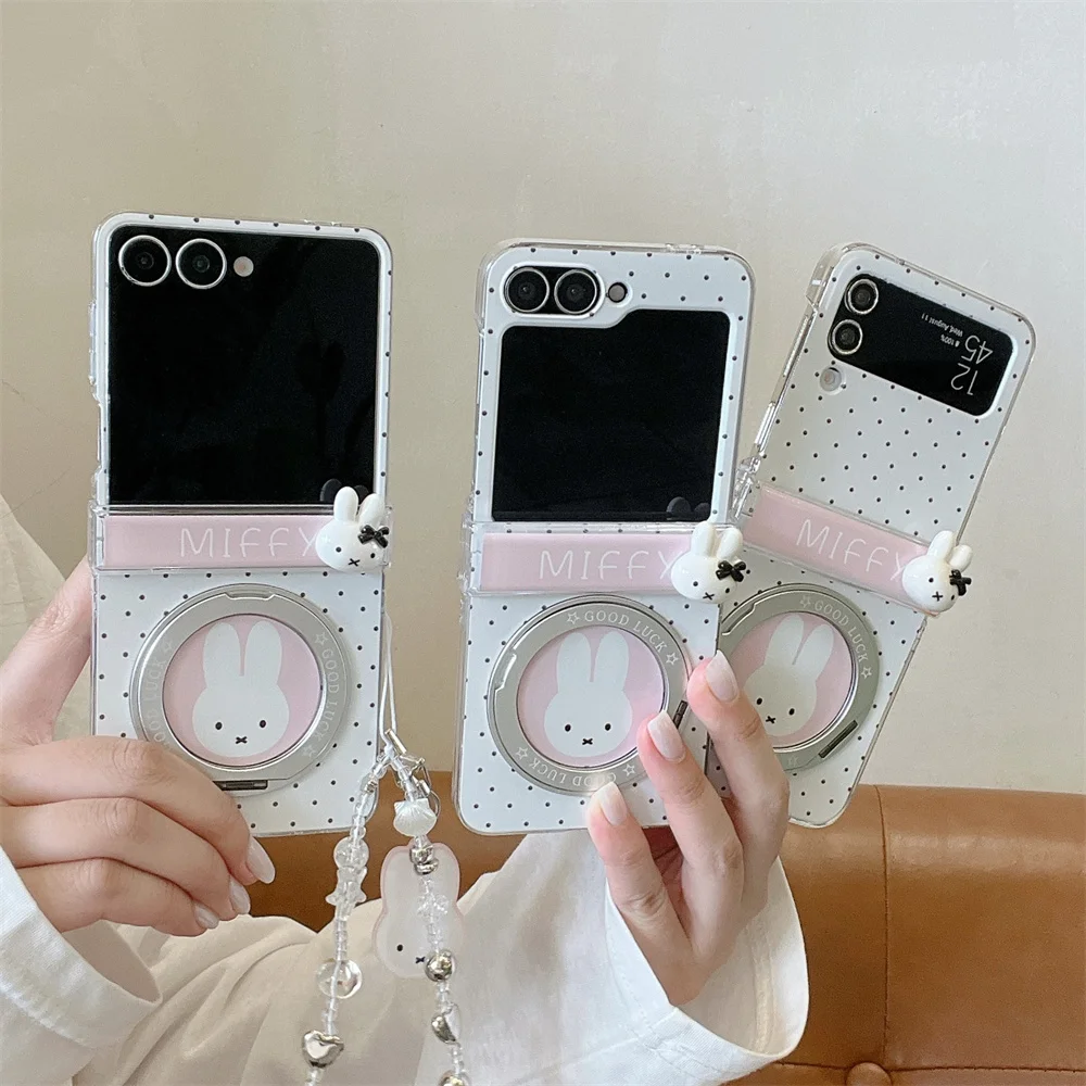 INS Polka Dots Miffy Rabbit Phone case for Samsung Galaxy Z Flip 6 7 Z Flip 7 6 5 4 flip 6 7FE Cover With Rotate Stand Chain Cas
INS Polka Dots Miffy Rabbit Phone case for Samsung Galaxy Z Flip 6 7 Z Flip 7 6 5 4 flip 6 7FE Cover With Rotate Stand Chain Cas