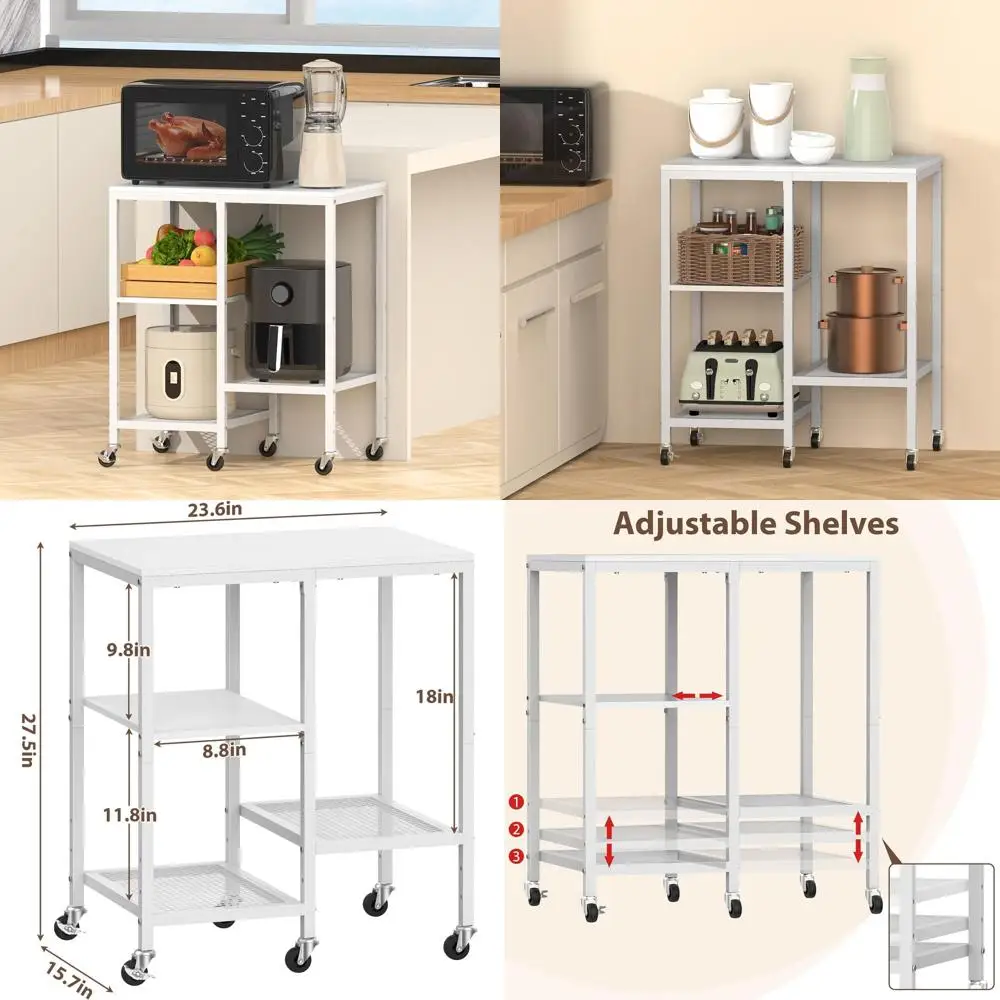 Rolling Kitchen Cart with Wheels, Coffee Bar Table, 4-Tier Baker's Oven Rack, Small Appliance Storage Shelf, Utility Trolley Sid
Rolling Kitchen Cart with Wheels, Coffee Bar Table, 4-Tier Baker's Oven Rack, Small Appliance Storage Shelf, Utility Trolley Sid