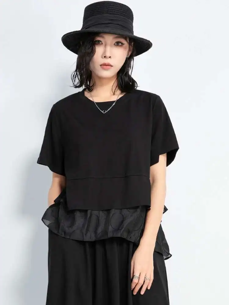 Women Black Dot Irregular Spliced Big Size T-shirt New Round Neck Short Sleeve Fashion Tide Spring Summer
Women Black Dot Irregular Spliced Big Size T-shirt New Round Neck Short Sleeve Fashion Tide Spring Summer