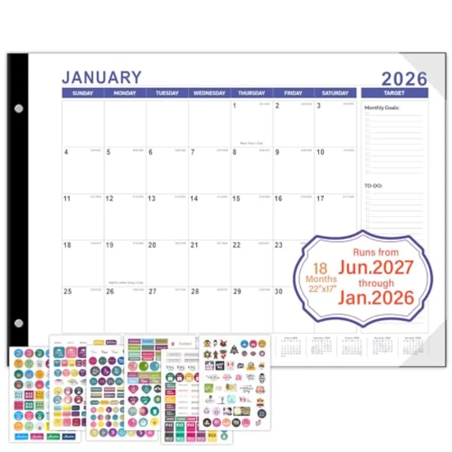 17"×22" 2026 2027 Extra Large Desk Calendar— Monthly Desk Pad Calendar with Thick Paper, Large Daily Blocks, Notes Section and
17"×22" 2026 2027 Extra Large Desk Calendar— Monthly Desk Pad Calendar with Thick Paper, Large Daily Blocks, Notes Section and