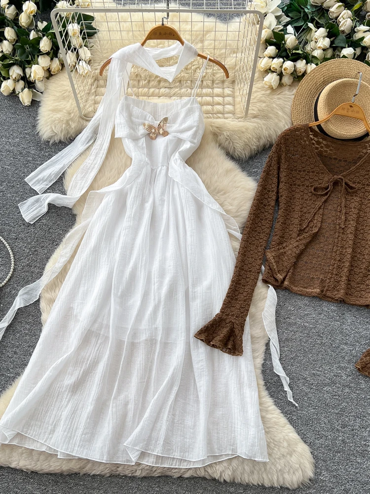 Women's Knot Sash Dress Two-Piece Set Slimming High Waist Summer Fashion Ensemble Casual Commute Style
Women's Knot Sash Dress Two-Piece Set Slimming High Waist Summer Fashion Ensemble Casual Commute Style