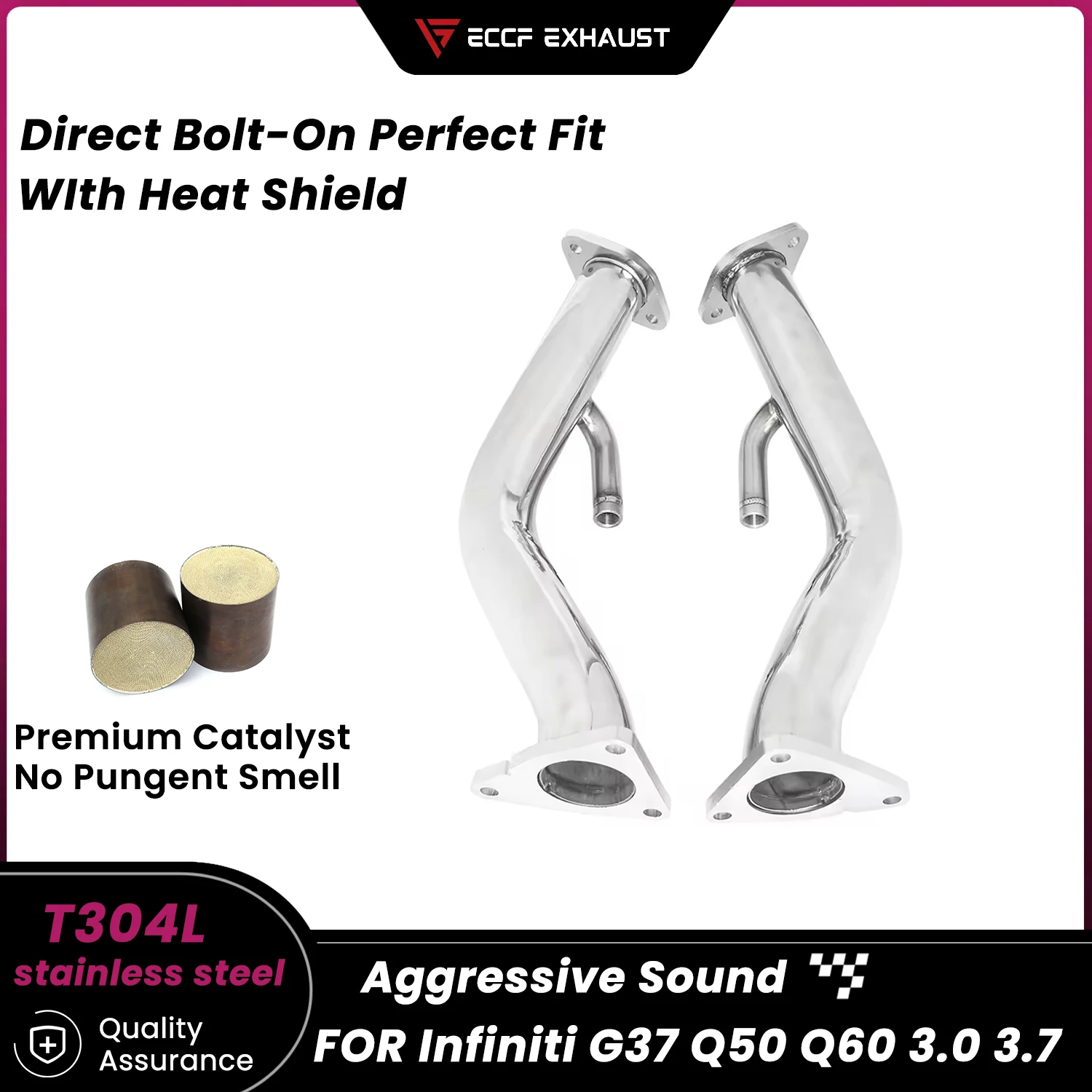 Stainless Steel Sports Front Pipe For Infiniti G37 Q50 Q60 3.0 3.7 Nice Collectr Aggressive Exhaust Sound High Flow
Stainless Steel Sports Front Pipe For Infiniti G37 Q50 Q60 3.0 3.7 Nice Collectr Aggressive Exhaust Sound High Flow