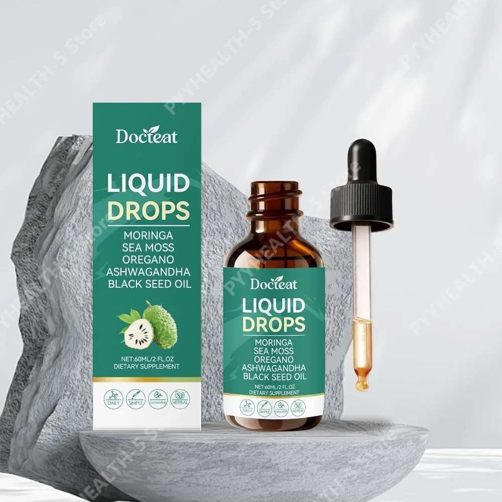 Docteat Liquid Nutrition Drops Herbal Moringa Leaf Extract Sea Moss with Turmeric Vitamin C & D3, Net 60 Ml / 2 Fl Oz
Docteat Liquid Nutrition Drops Herbal Moringa Leaf Extract Sea Moss with Turmeric Vitamin C & D3, Net 60 Ml / 2 Fl Oz
