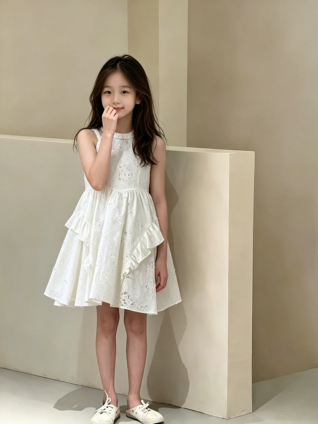 Girls Vest Dress Hollow out White Skirt Children's Summer Fashion Sweet Style Midi Skirt Low Waist No Sleeve round Neck Dress
Girls Vest Dress Hollow out White Skirt Children's Summer Fashion Sweet Style Midi Skirt Low Waist No Sleeve round Neck Dress