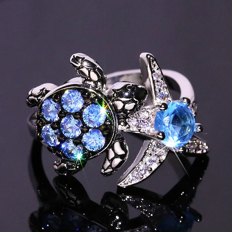 Creative Irregular Black Gold Turtle Starfish Round Sapphire Full Diamond Couple Ring For Women Geometric Valentine Gift Jewelry
Creative Irregular Black Gold Turtle Starfish Round Sapphire Full Diamond Couple Ring For Women Geometric Valentine Gift Jewelry
