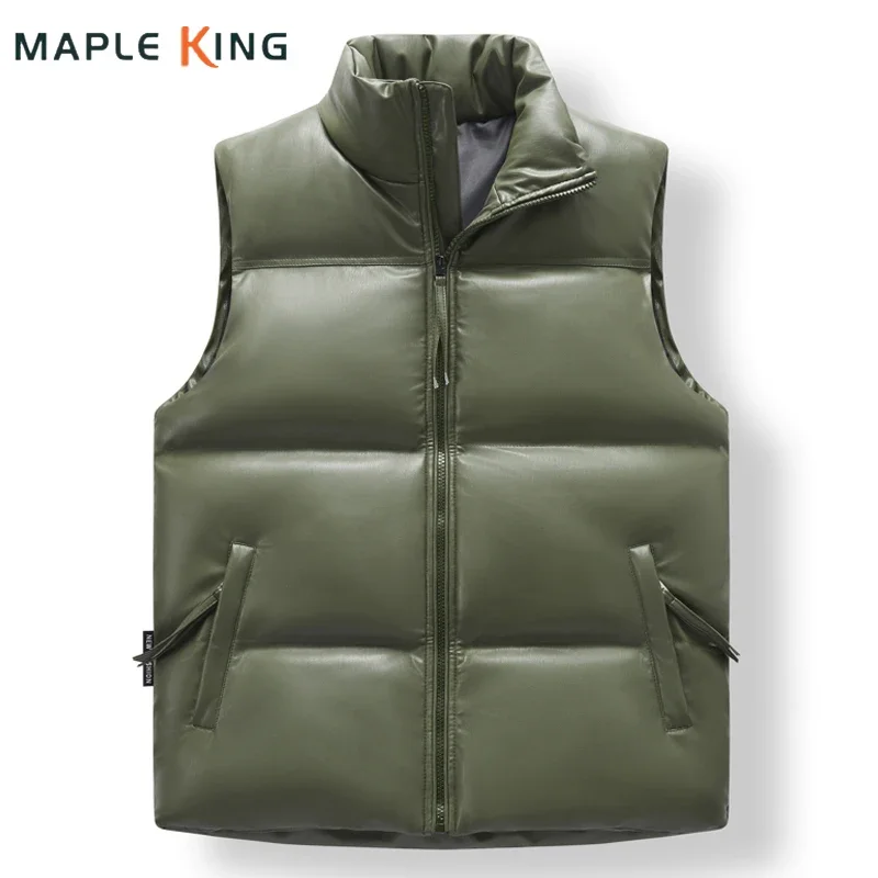 Winter Cotton Padding Vest Men Casual Waistcoat PU Leather Vintage Designer Men Women Steampunk Clothes Vest Sleeveless Jackets
Winter Cotton Padding Vest Men Casual Waistcoat PU Leather Vintage Designer Men Women Steampunk Clothes Vest Sleeveless Jackets