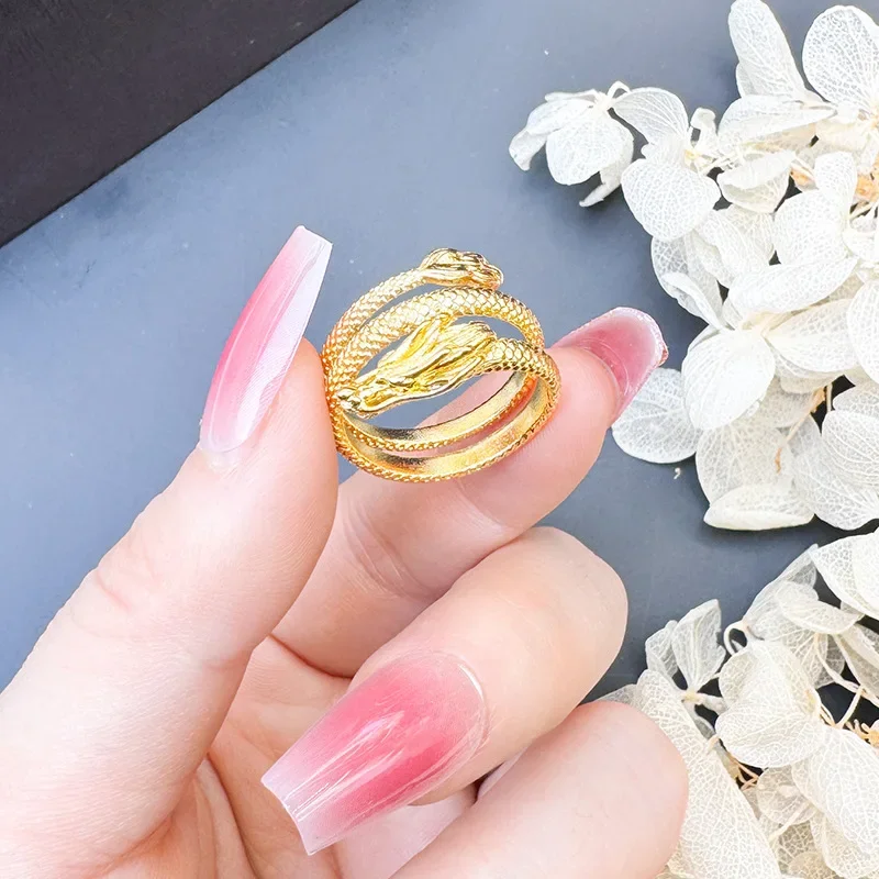 Pure K18 Gold Color Dragon Ring for Women's Bridal Girlfriend Jewelry Finger Rings Valentine's Day Wedding Birthday Not Fade
Pure K18 Gold Color Dragon Ring for Women's Bridal Girlfriend Jewelry Finger Rings Valentine's Day Wedding Birthday Not Fade