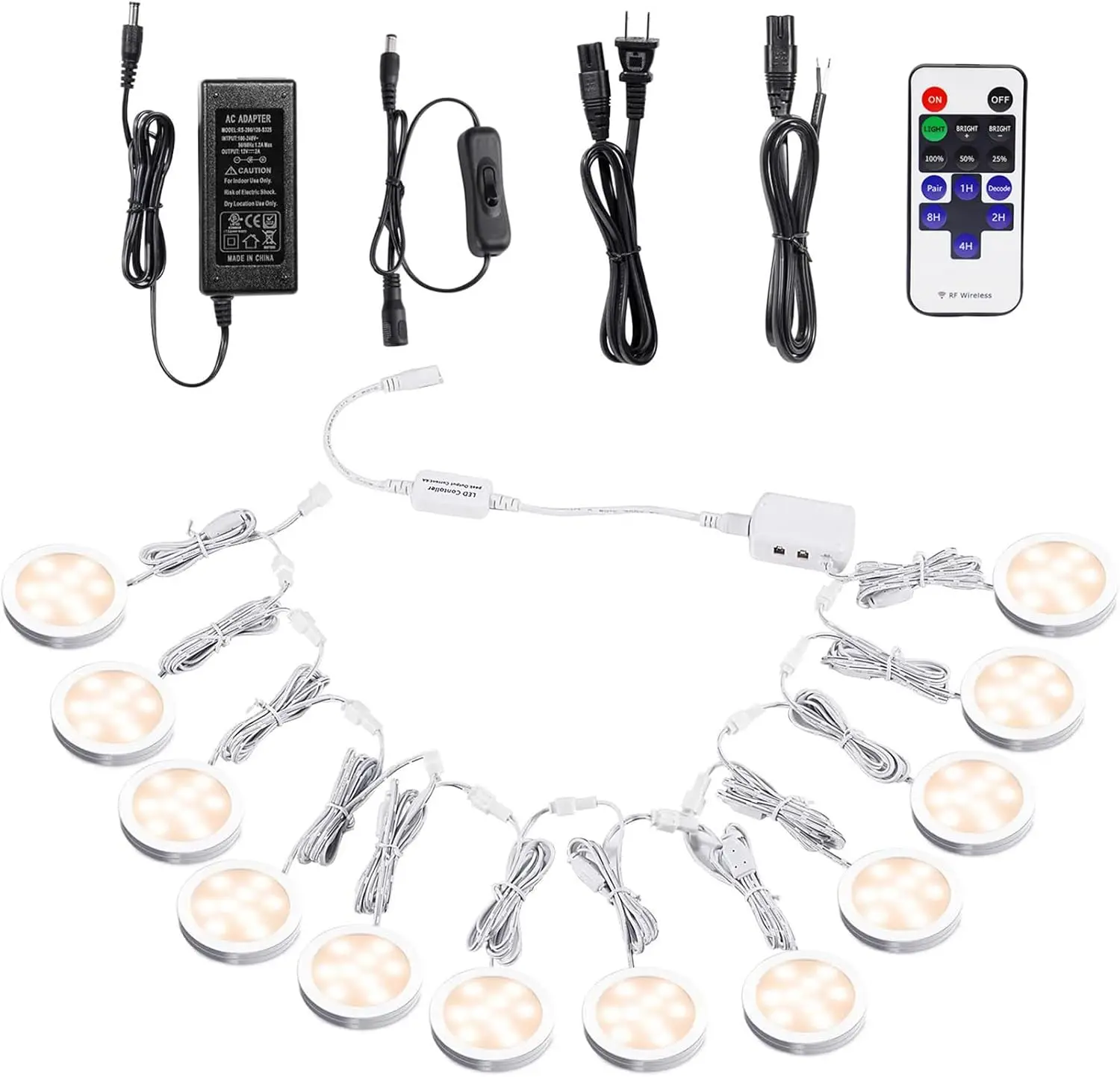 Linkable Under Cabinet LED Lighting 12V Dimmable Puck Lights with Wireless RF Remote Control, Hardwired & Wall Plug in
Linkable Under Cabinet LED Lighting 12V Dimmable Puck Lights with Wireless RF Remote Control, Hardwired & Wall Plug in