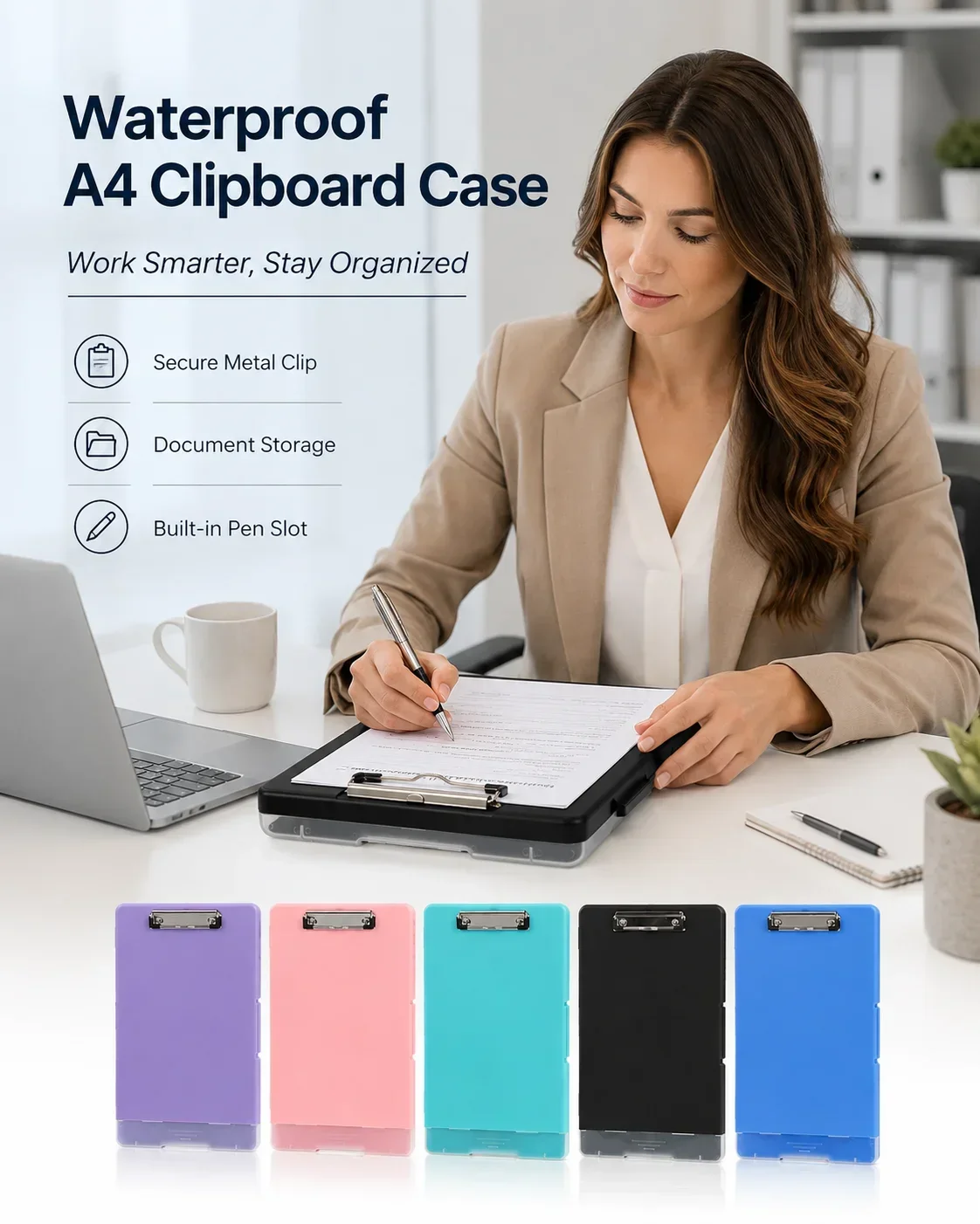 Multifunctional A4 File Box, Clear Desk Document Organizer for Papers, Plastic Writing Board with Clip for Exams
Multifunctional A4 File Box, Clear Desk Document Organizer for Papers, Plastic Writing Board with Clip for Exams