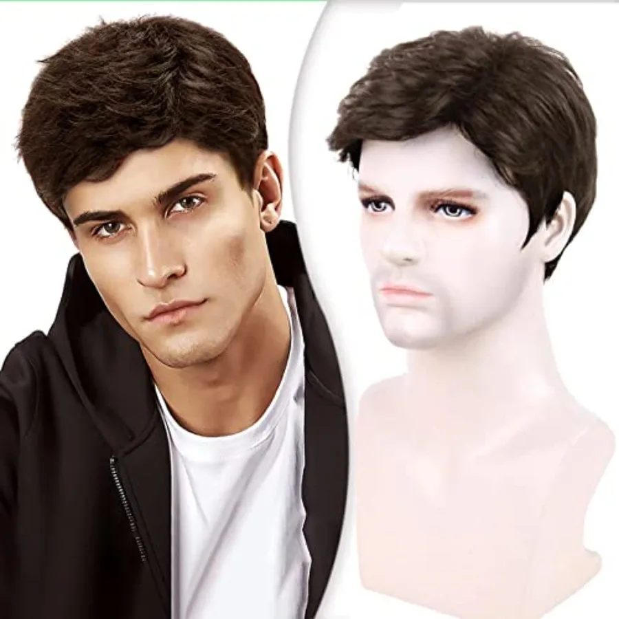 Short Brown Wigs for Men, Male Wig Mens Wig Curly Natural Fluffy Layered Synthetic Hair, Heat Resistant Cosplay Costume Wigs fo
Short Brown Wigs for Men, Male Wig Mens Wig Curly Natural Fluffy Layered Synthetic Hair, Heat Resistant Cosplay Costume Wigs fo