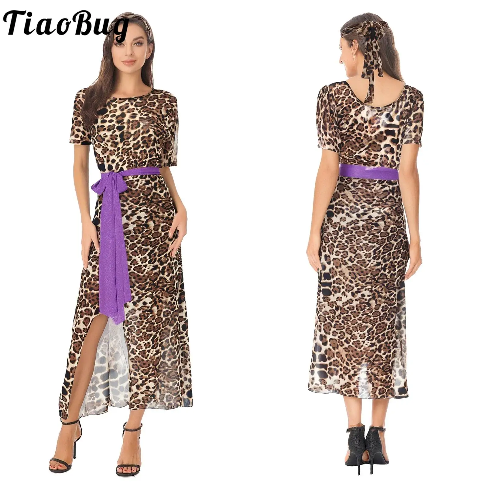 Women Mesh Leopard Print Long Dress Set with Safety Shorts Hip Scarfs Short Sleeve Side Split Maxi Dress Beach Vacation Clothes
Women Mesh Leopard Print Long Dress Set with Safety Shorts Hip Scarfs Short Sleeve Side Split Maxi Dress Beach Vacation Clothes