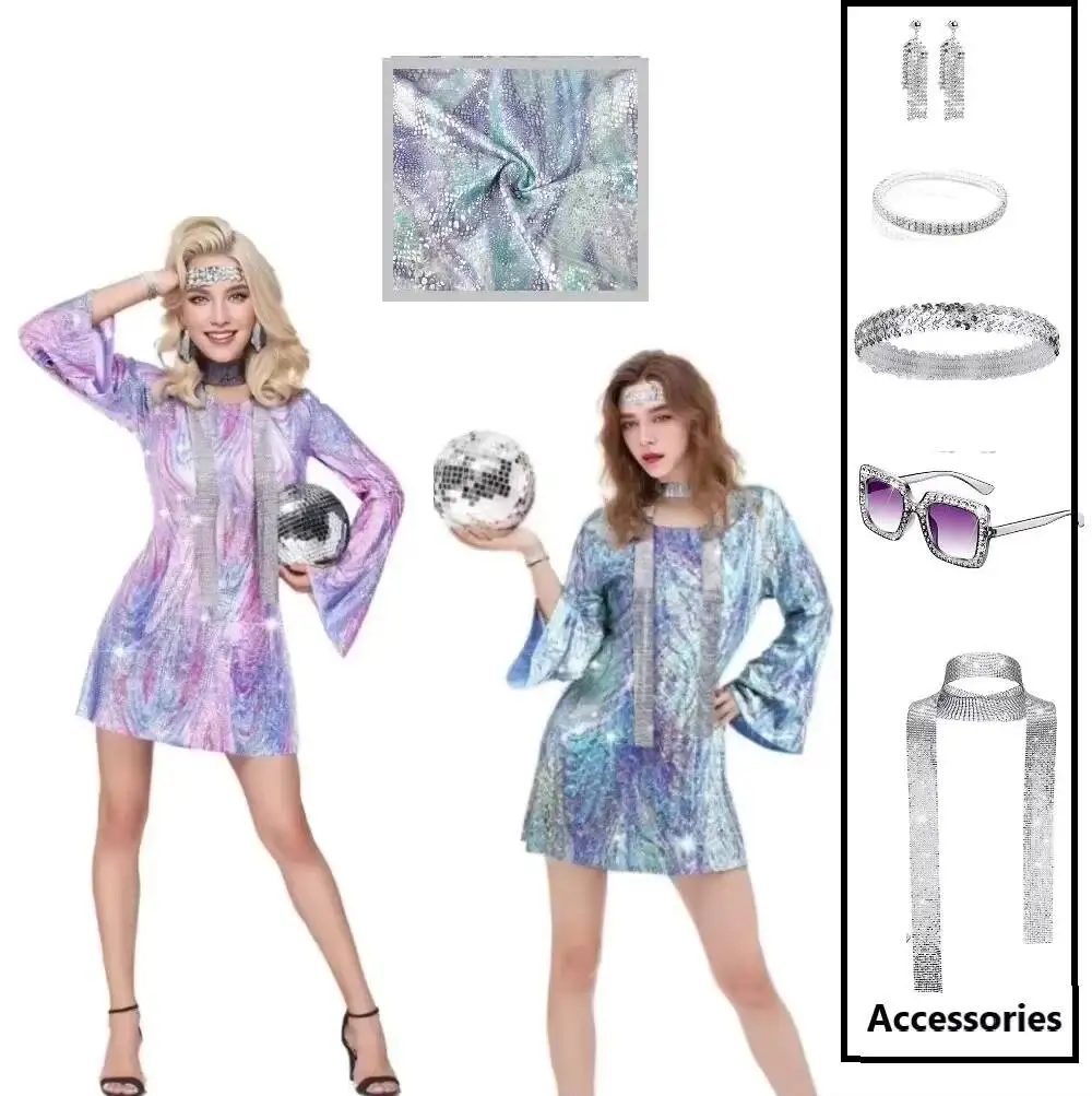 70S Disco Women Costume Outfit And Accessories Shiny Head With Sunglasses Earrings Necklace Bracelet For Stage Performance Party
70S Disco Women Costume Outfit And Accessories Shiny Head With Sunglasses Earrings Necklace Bracelet For Stage Performance Party