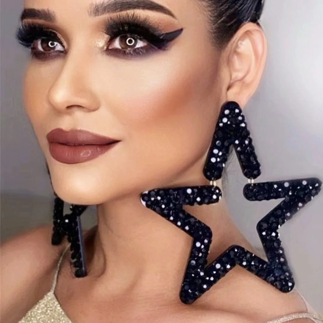 Exaggerated Rhinestone Star Earrings Wedding for Women Geometry Large Pentagram Crystal Drop Earring Party Jewelry Luxury Design
Exaggerated Rhinestone Star Earrings Wedding for Women Geometry Large Pentagram Crystal Drop Earring Party Jewelry Luxury Design