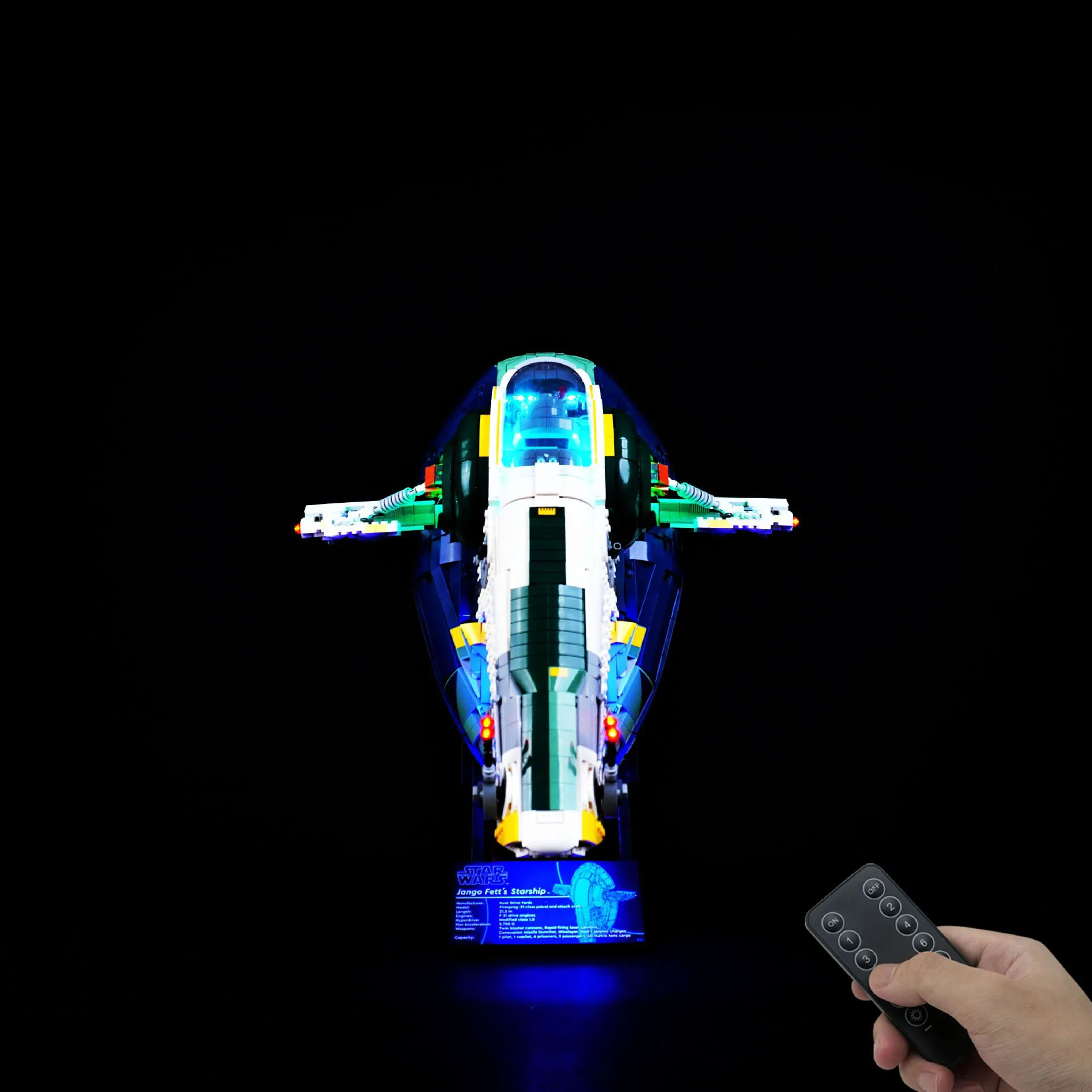 Набор освещения для LEGO 75409 Jango Fett Starship Starings Wars, радиоуправляемая версия, не включает строительный блок (только комплект светодиодных фонарей)
Набор освещения для LEGO 75409 Jango Fett Starship Starings Wars, радиоуправляемая версия, не включает строительный блок (только комплект светодиодных фонарей)