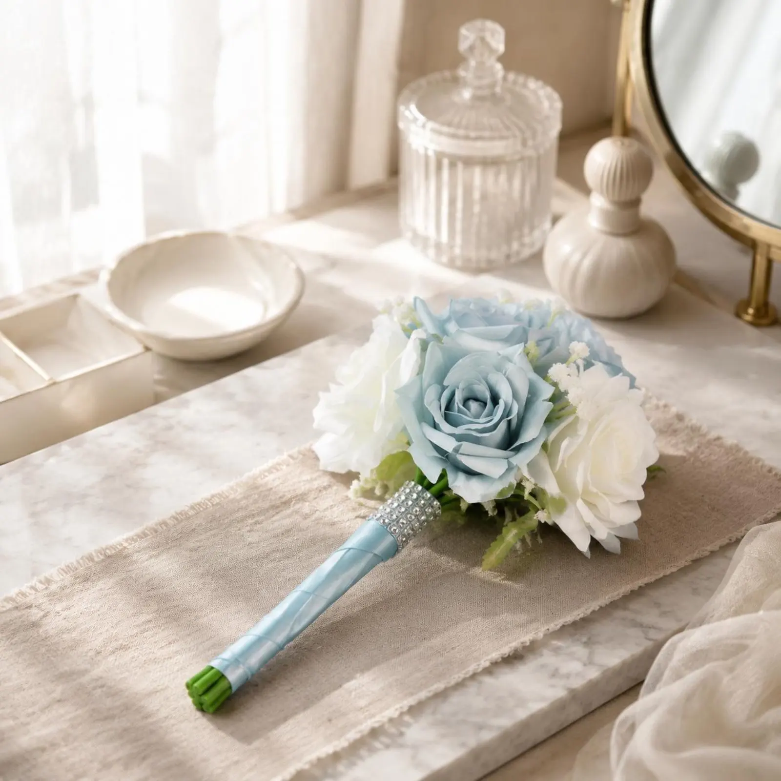 Bridal Floral Arrangement Set Easy to Keep Blue and White Wedding Floral Arrangement Wrist Corsage Set Reusable Romantic
Bridal Floral Arrangement Set Easy to Keep Blue and White Wedding Floral Arrangement Wrist Corsage Set Reusable Romantic
