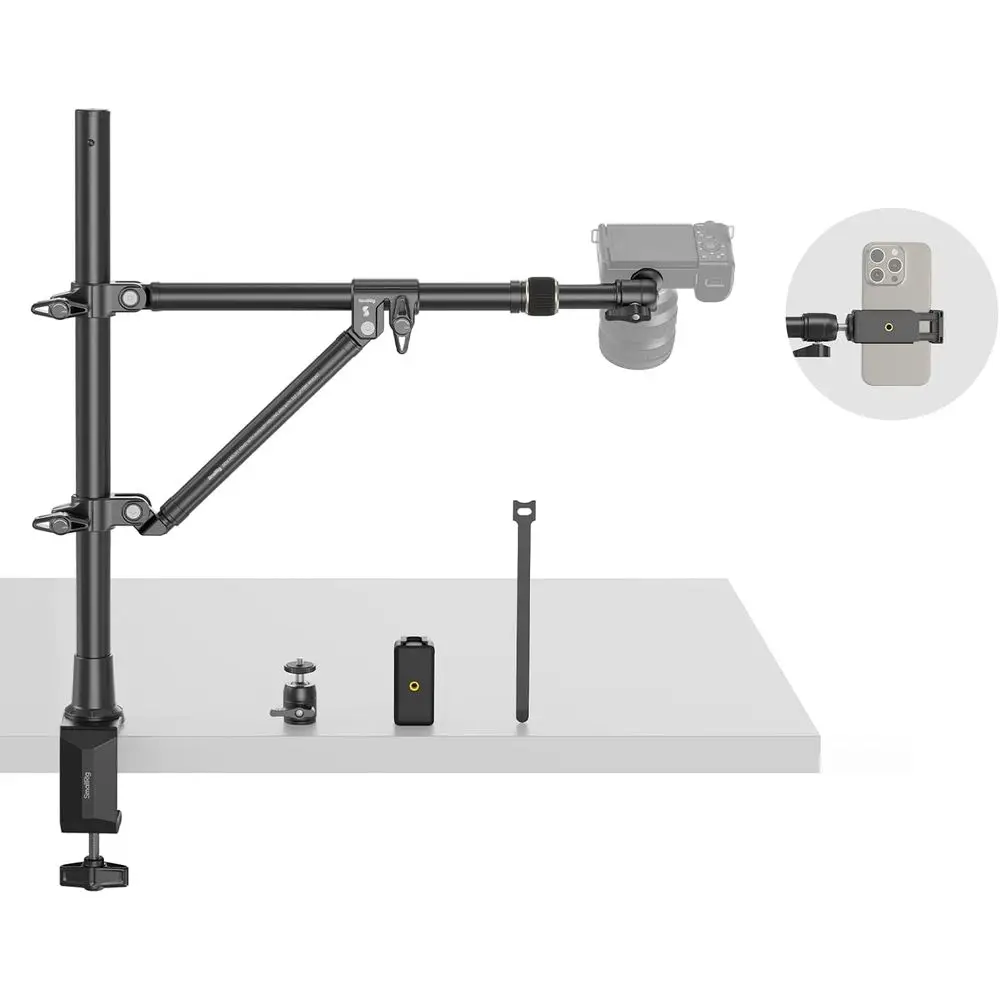 Desk Mount for Cameras, 3kg Load, OverMount Design, with Support Rod, Holder for PE and Small Ball Head
Desk Mount for Cameras, 3kg Load, OverMount Design, with Support Rod, Holder for PE and Small Ball Head