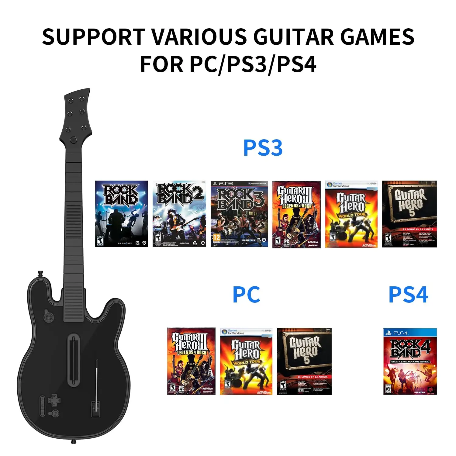 Wireless Guitar Hero Controller for PS4 with RGB Light,Rock Band & Clone Hero Games,Fortnite Festival with Strap&Wireless Dongle
Wireless Guitar Hero Controller for PS4 with RGB Light,Rock Band & Clone Hero Games,Fortnite Festival with Strap&Wireless Dongle