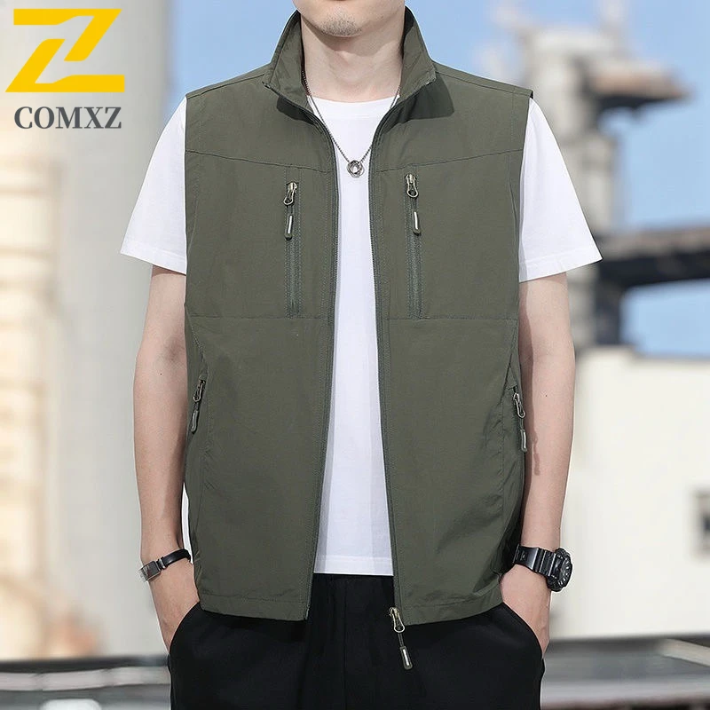 2025 Men Spring Autumn Vest Quick Dry Sleeveless Jacket Multi Pocket Casual Loose Delivery vest Fit Plus Size Outdoor Waistcoat 
2025 Men Spring Autumn Vest Quick Dry Sleeveless Jacket Multi Pocket Casual Loose Delivery vest Fit Plus Size Outdoor Waistcoat