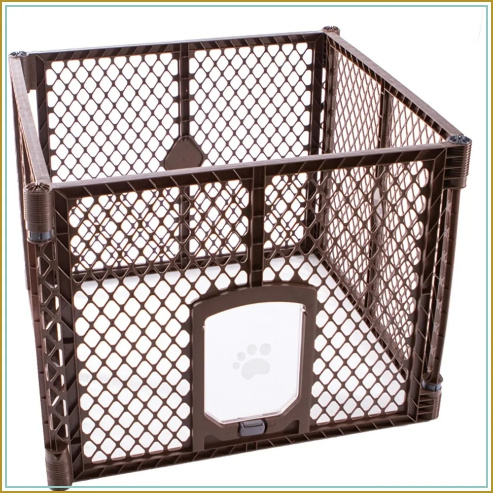 4-Panel Folding Dog Playpen, 26" Tall, 7 sq. ft., Lockable Door, Indoor Outdoor, Freestanding, Made in USA, Brown
4-Panel Folding Dog Playpen, 26" Tall, 7 sq. ft., Lockable Door, Indoor Outdoor, Freestanding, Made in USA, Brown