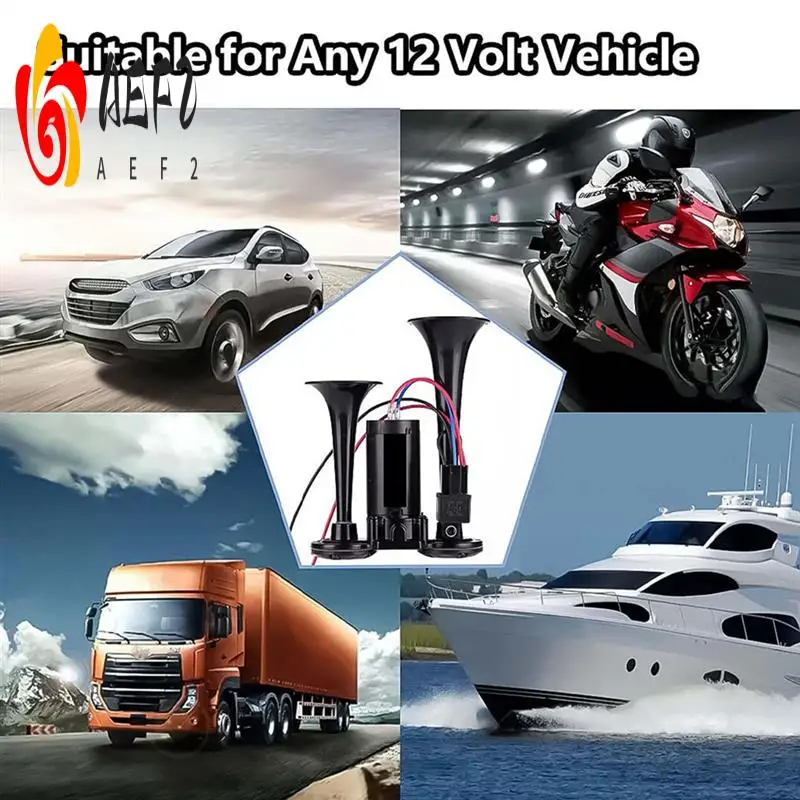 AEF2-Horn Kit, 12V 150Db Car Air Horn Super Loud 2 Trumpet Train Horn Kit With Compressor For Trucks Trains Boats Black
AEF2-Horn Kit, 12V 150Db Car Air Horn Super Loud 2 Trumpet Train Horn Kit With Compressor For Trucks Trains Boats Black