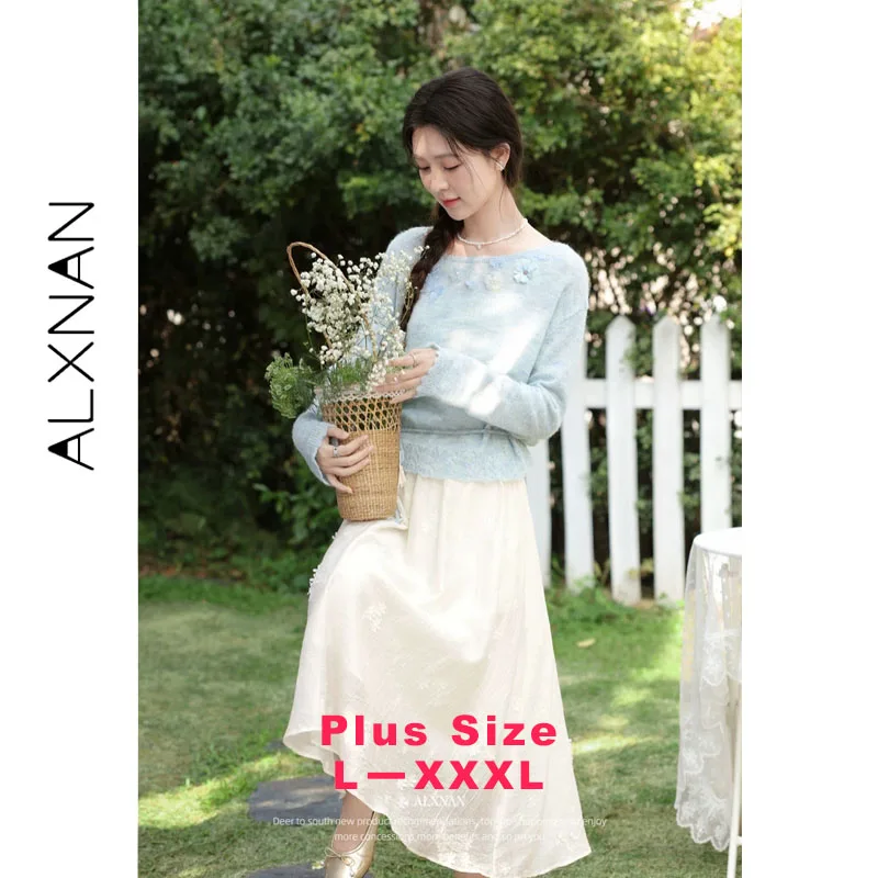 ALXNAN Plus Size Women's Pullover Blue Floral Long Sleeve Loose-fit Casual Knitted Tops Elegant Fashion Female Knitwear D62027
ALXNAN Plus Size Women's Pullover Blue Floral Long Sleeve Loose-fit Casual Knitted Tops Elegant Fashion Female Knitwear D62027