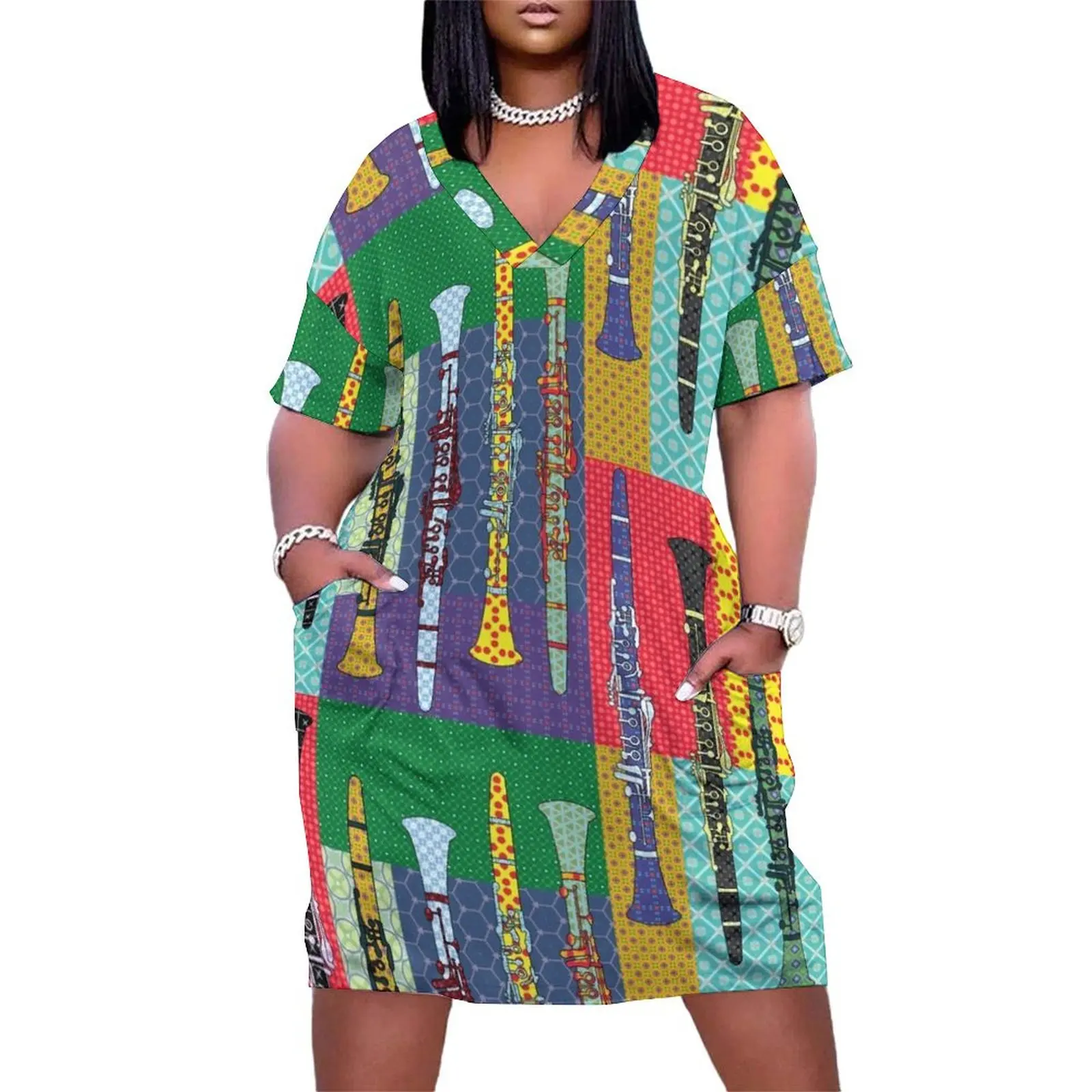 Patterned Clarinets Loose Pocket Dress chic and elegant woman dress Cocktail of dresses woman dress
Patterned Clarinets Loose Pocket Dress chic and elegant woman dress Cocktail of dresses woman dress